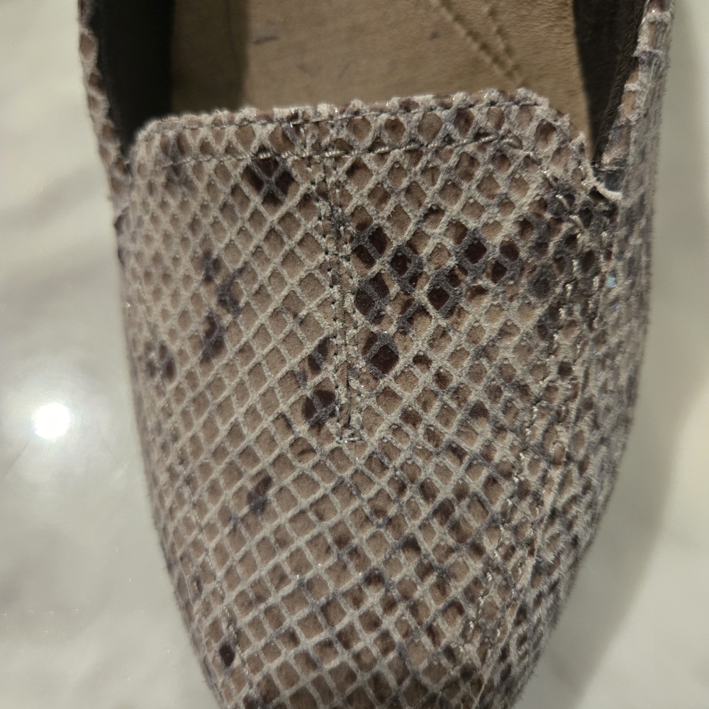 Clarks Snakeskin Patterned Loafers - Brown and Cream